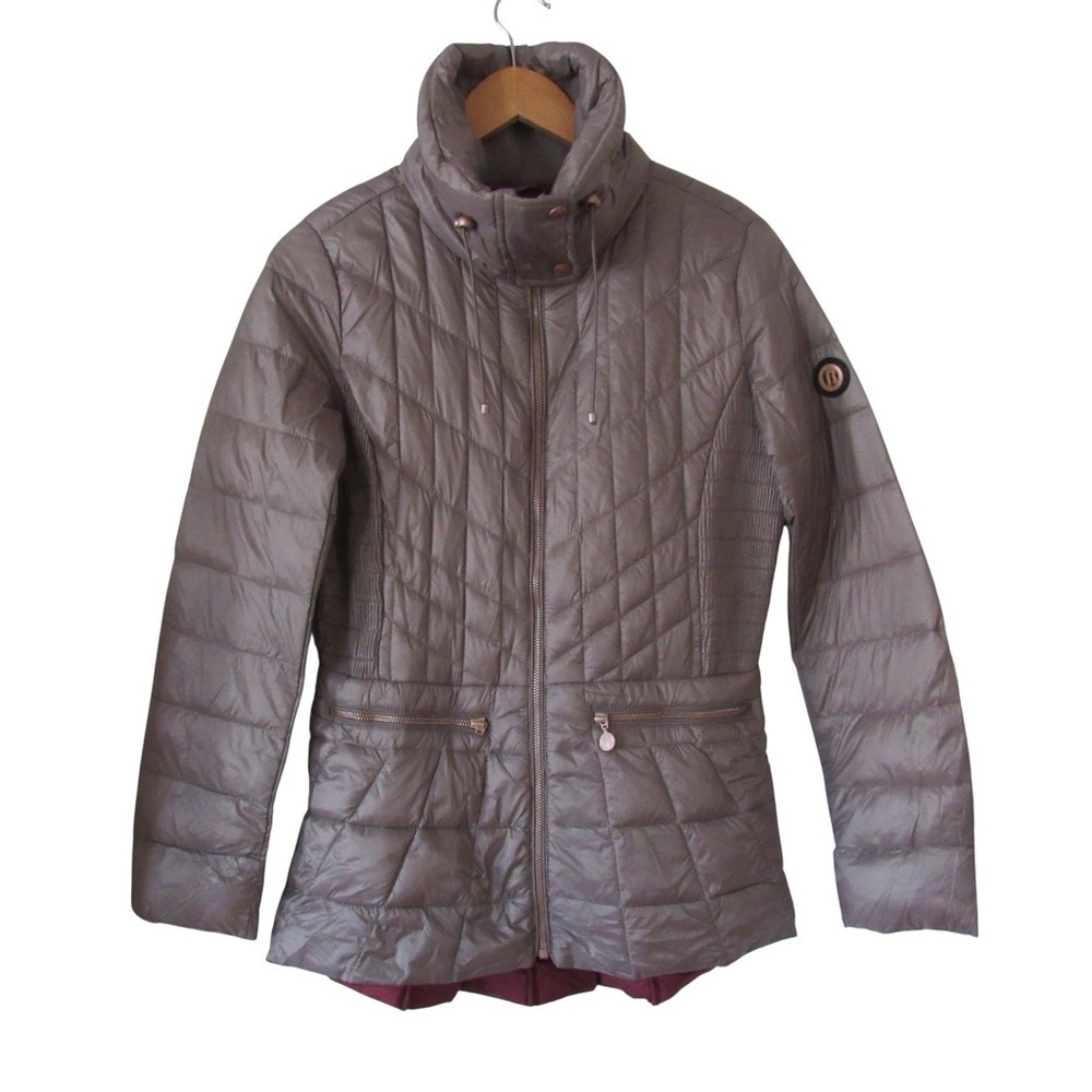 Bernardo Quilted Puffer Coat Jacket Small Primaloft Down Mock Neck FLAW - Picture 1 of 12
